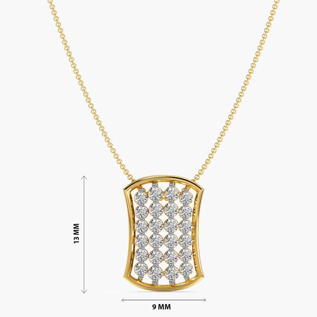 Ocean Wave Pendant - Front View in Yellow Gold - Diamond Pendant by Moena