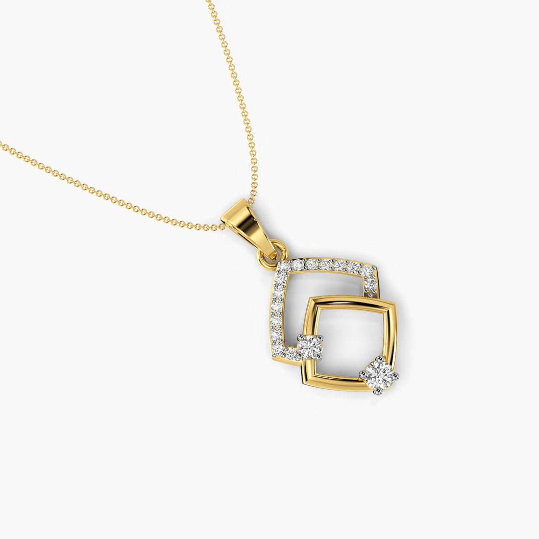 Twin Radiance Pendant - Top View in Yellow Gold - Diamond Pendant by Moena