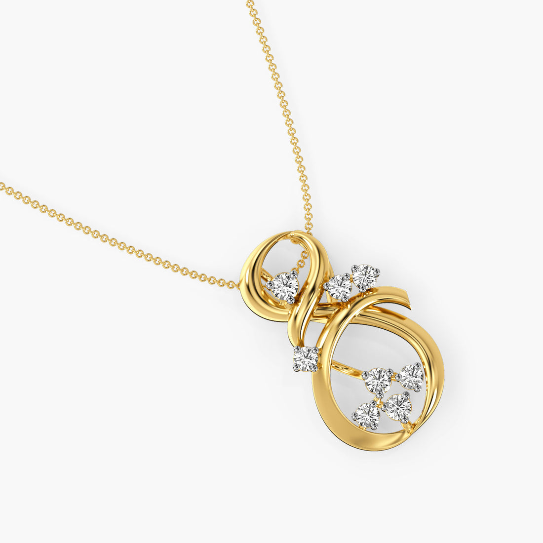 Golden Whirl Pendant - Top View in Yellow Gold - Diamond Pendant by Moena