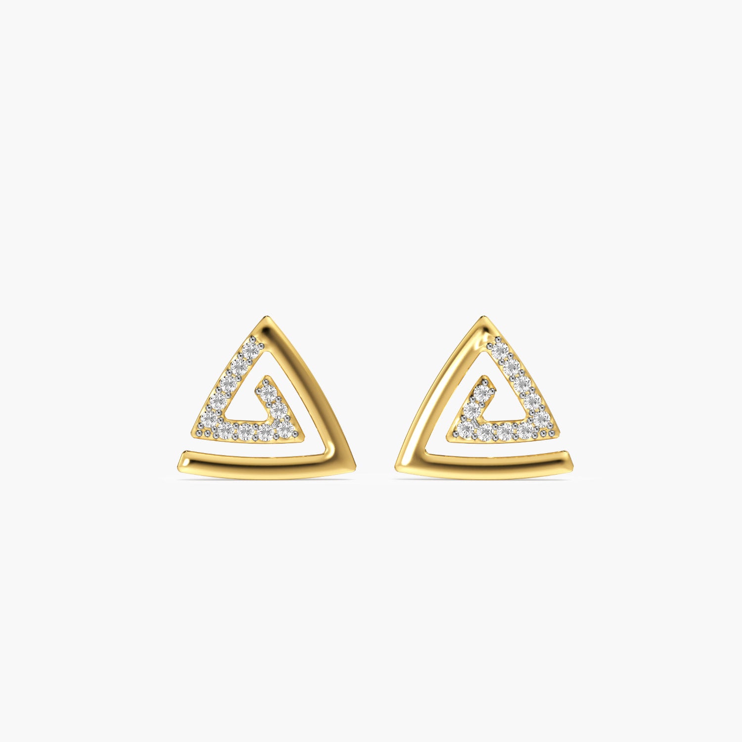Trilliant Spark Studs - Front View in Yellow Gold - Trilliant Diamond Stud by Moena