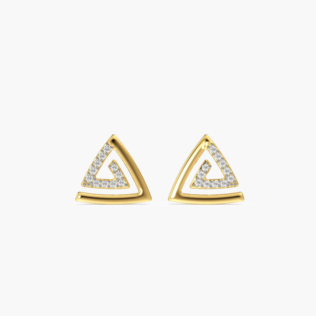 Trilliant Spark Studs - Front View in Yellow Gold - Trilliant Diamond Stud by Moena