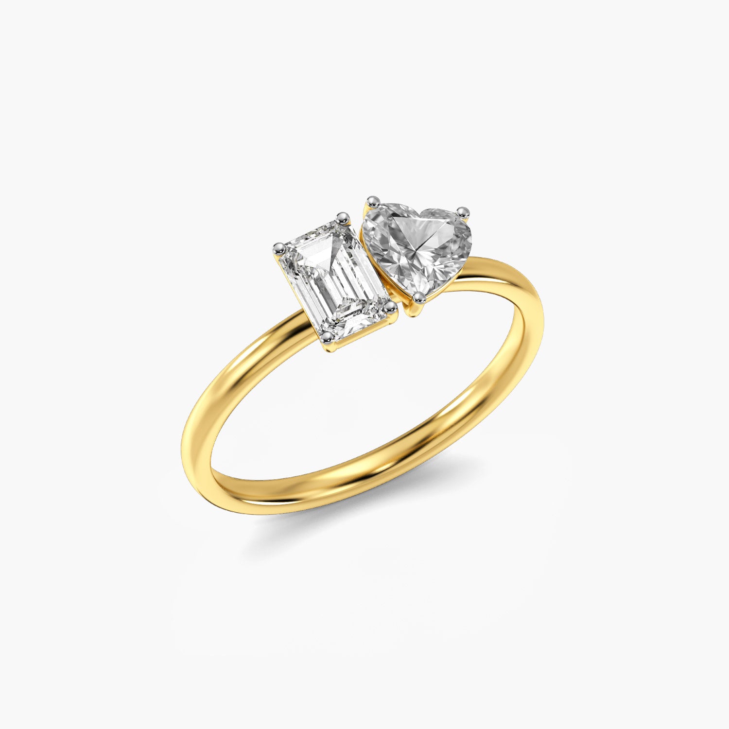 Toi et Moi Heart & Emerald Ring