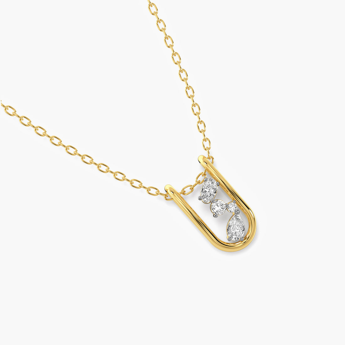 Diamond Cascade Pendant(With Chain) - Top View in Yellow Gold - Diamond Pendant by Moena