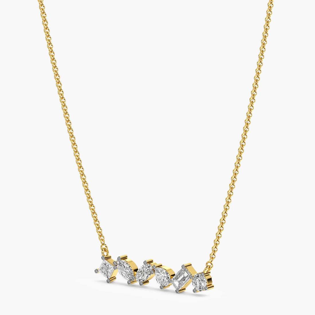 Éclat Linea Diamond Pendant (With Chain) - 3D View in Yellow Gold - Diamond Pendant by Moena