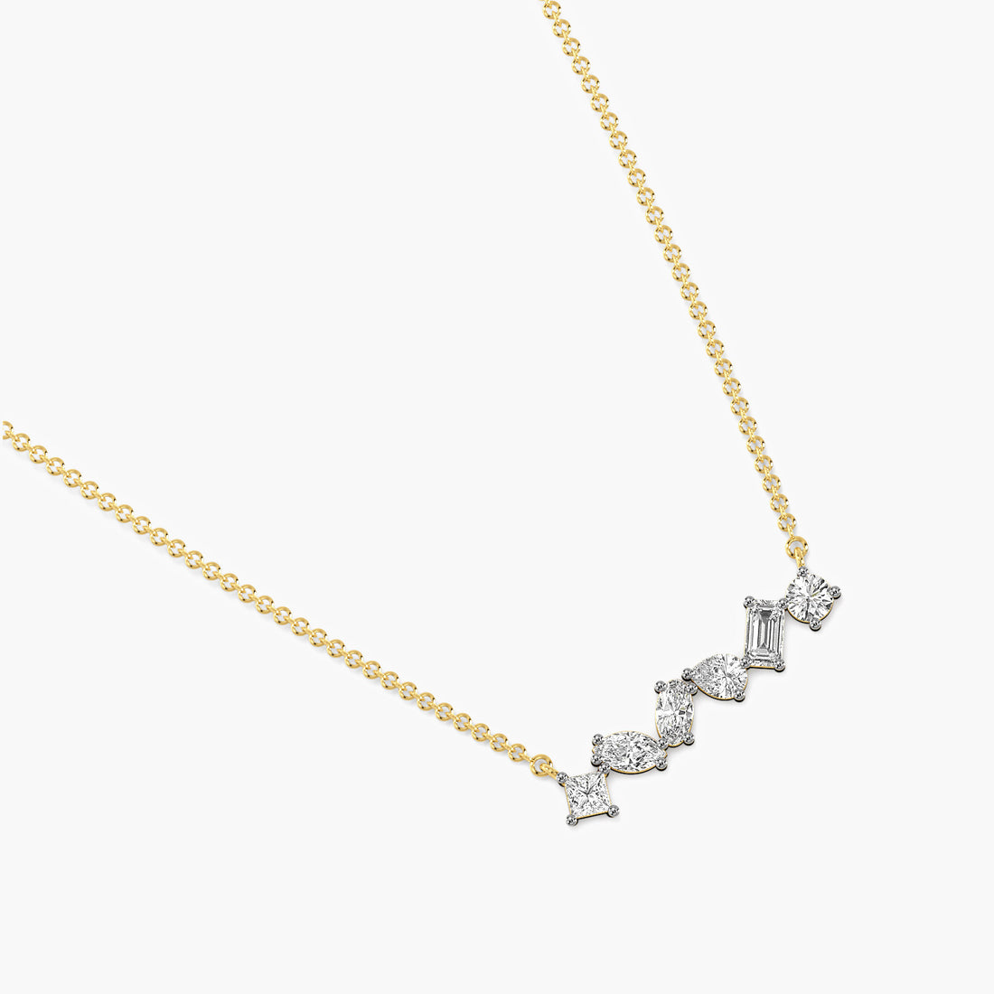 Éclat Linea Diamond Pendant (With Chain) - Top View in Yellow Gold - Diamond Pendant by Moena
