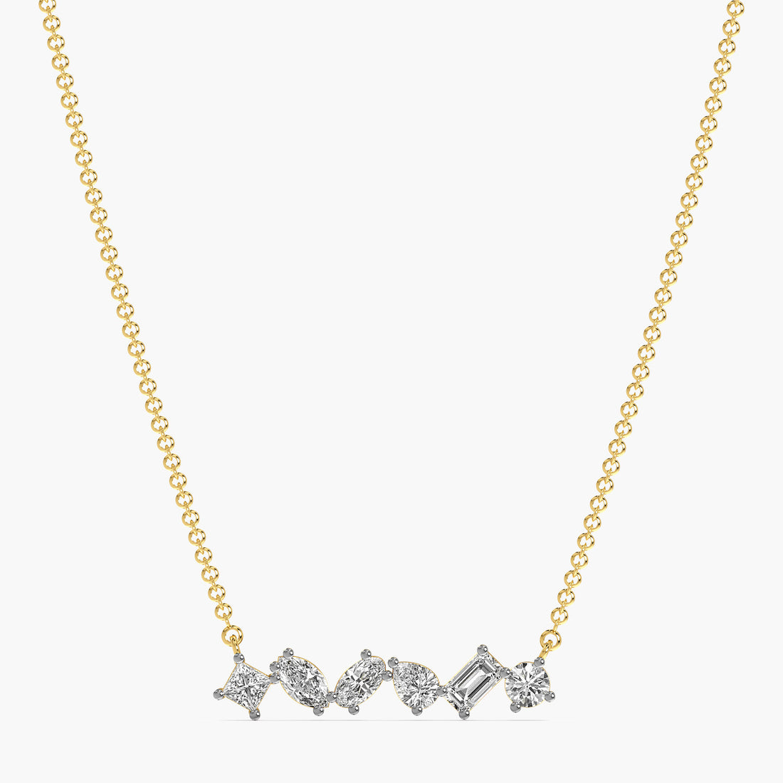 Éclat Linea Diamond Pendant (With Chain) - Front View in Yellow Gold - Diamond Pendant by Moena