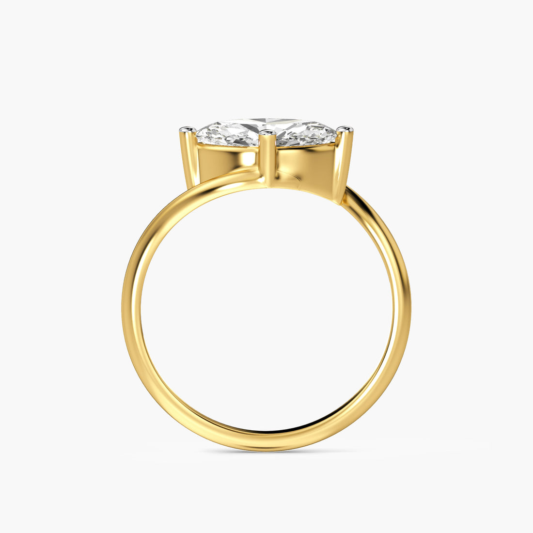 Marquise Whisper Ring - Front View in Yellow Gold - Marquise Diamond Ring by Moena