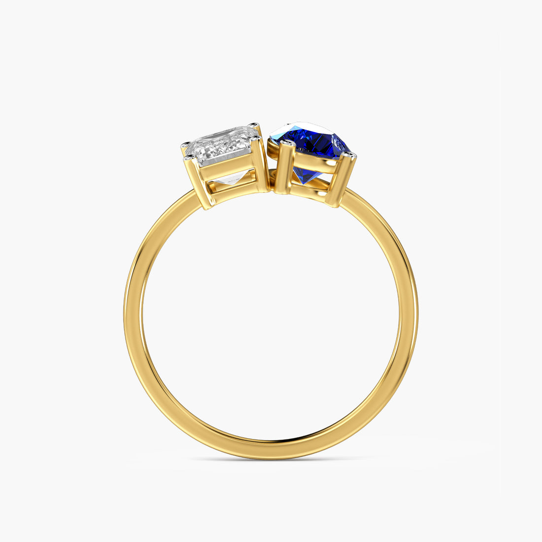 Toi et Moi – Blue Soul Ring - Front View in Yellow Gold - Diamond Ring by Moena