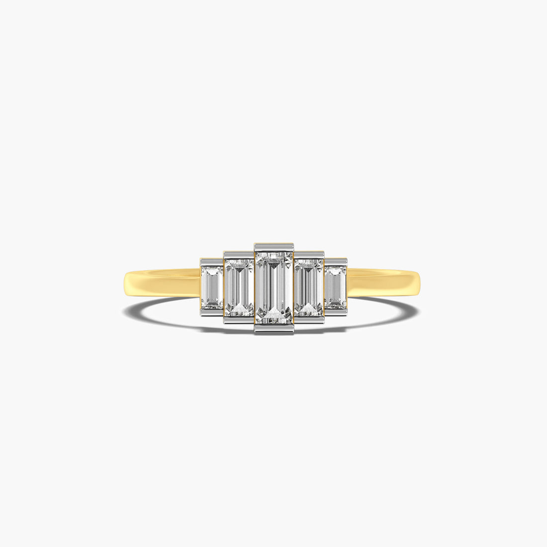 Ascend Baguette Ring - Top View in Yellow Gold - Baguette Diamond Ring by Moena