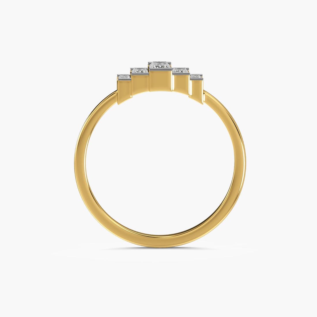 Ascend Baguette Ring - Front View in Yellow Gold - Baguette Diamond Ring by Moena