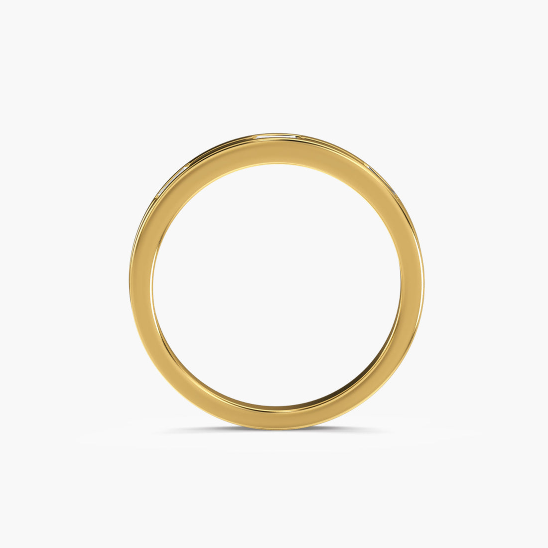Linear Baguette Band - Front View in Yellow Gold - Baguette Diamond Ring by Moena