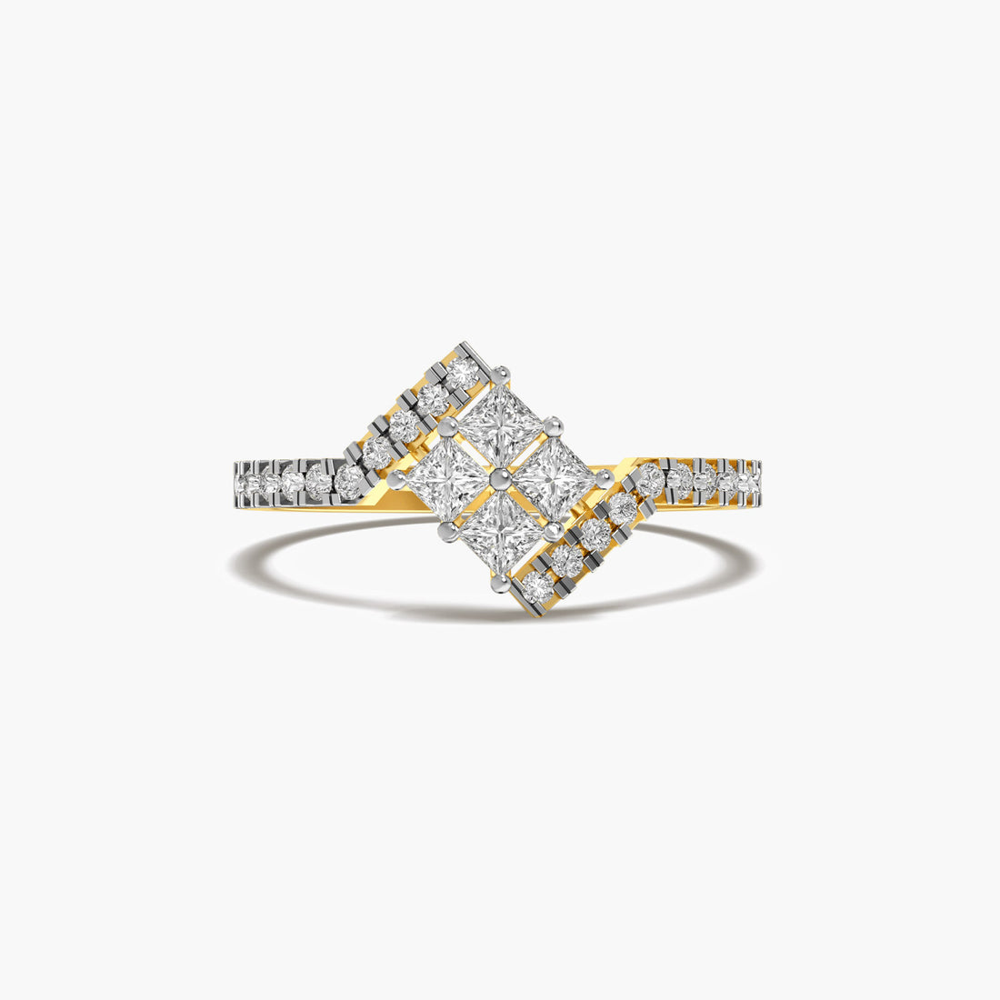 Luxe Ascent Ring - Top View in Yellow Gold - Diamond Ring by Moena