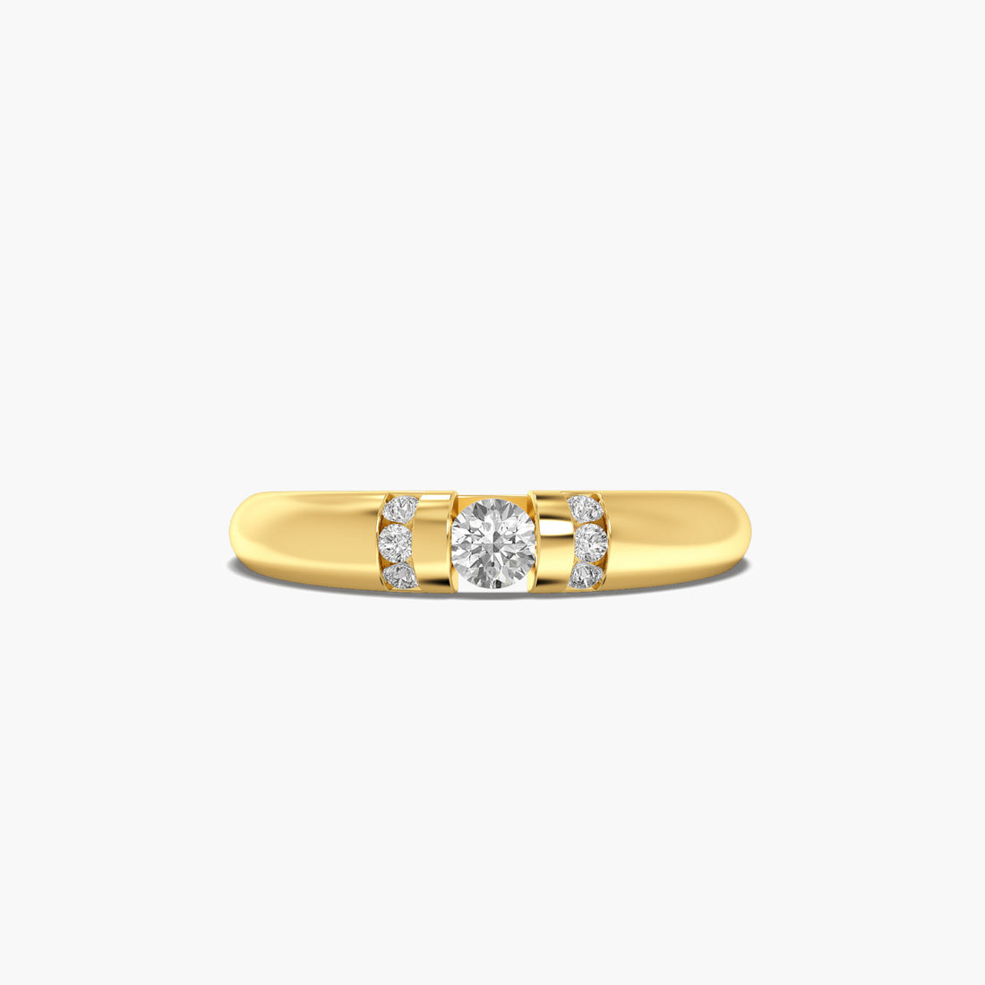 Classic Diamond Bridge Ring - Top View in Yellow Gold - Diamond Ring by Moena