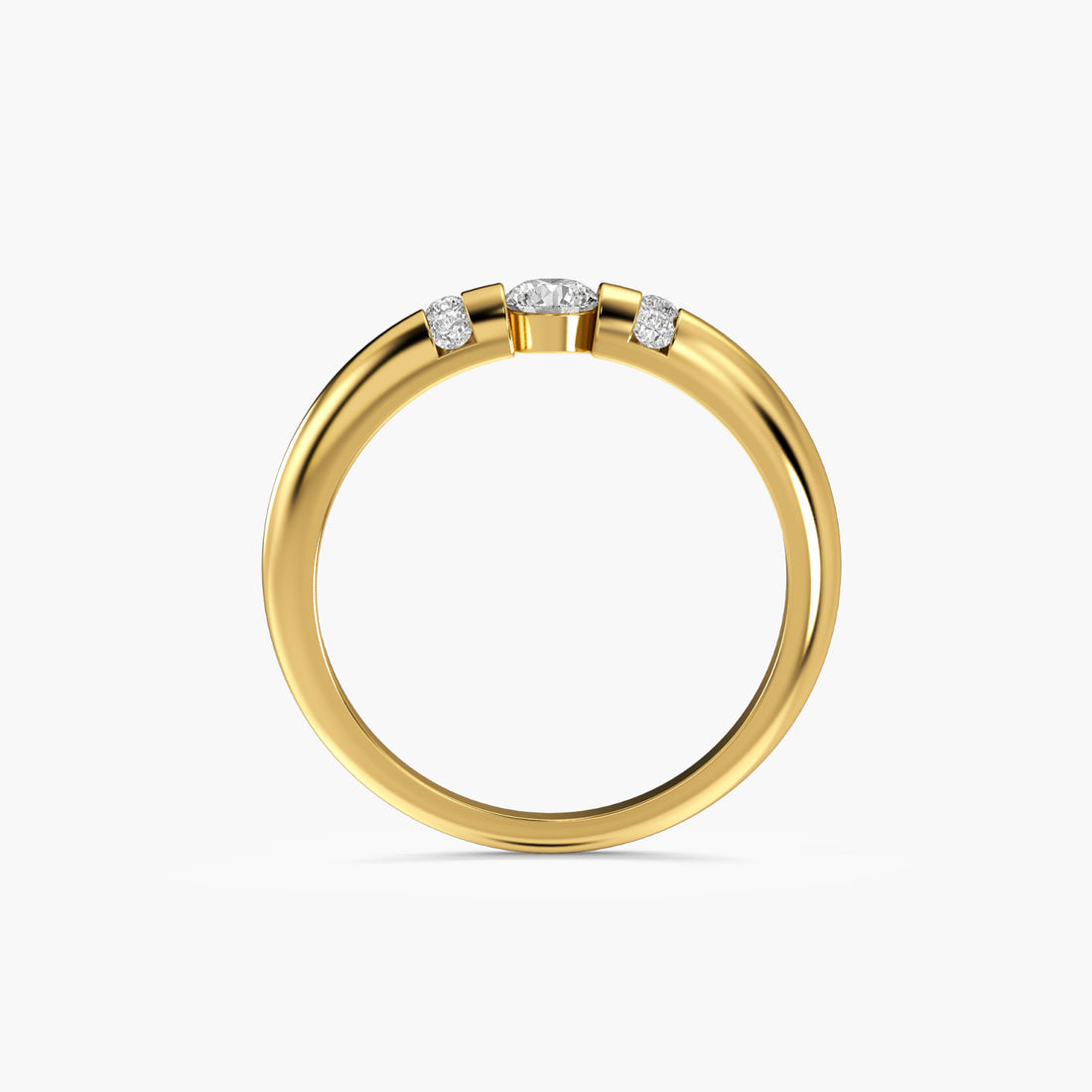 Classic Diamond Bridge Ring - Front View in Yellow Gold - Diamond Ring by Moena