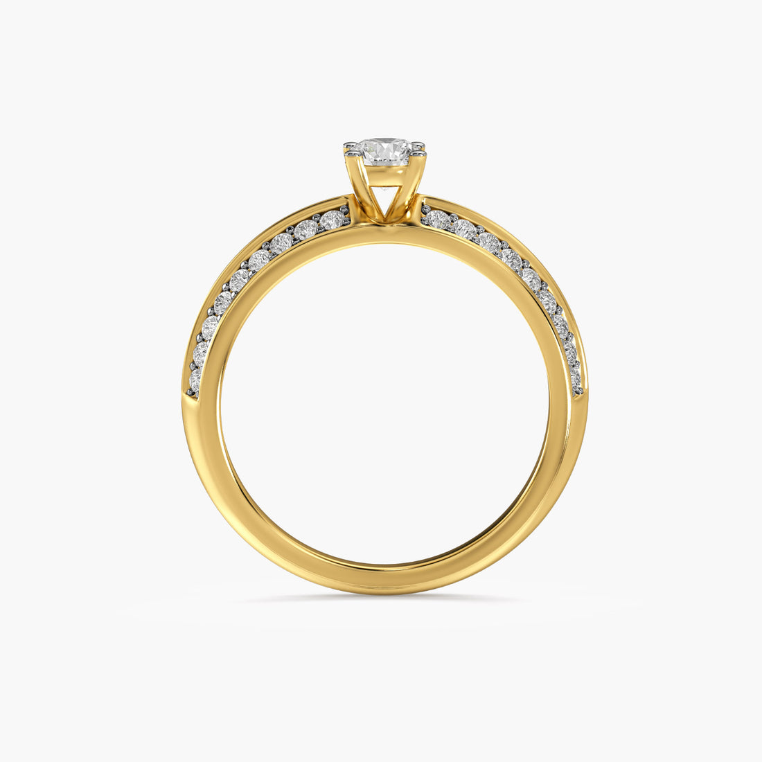 Radiant Duo Ring - Front View in Yellow Gold - Radiant Diamond Ring by Moena