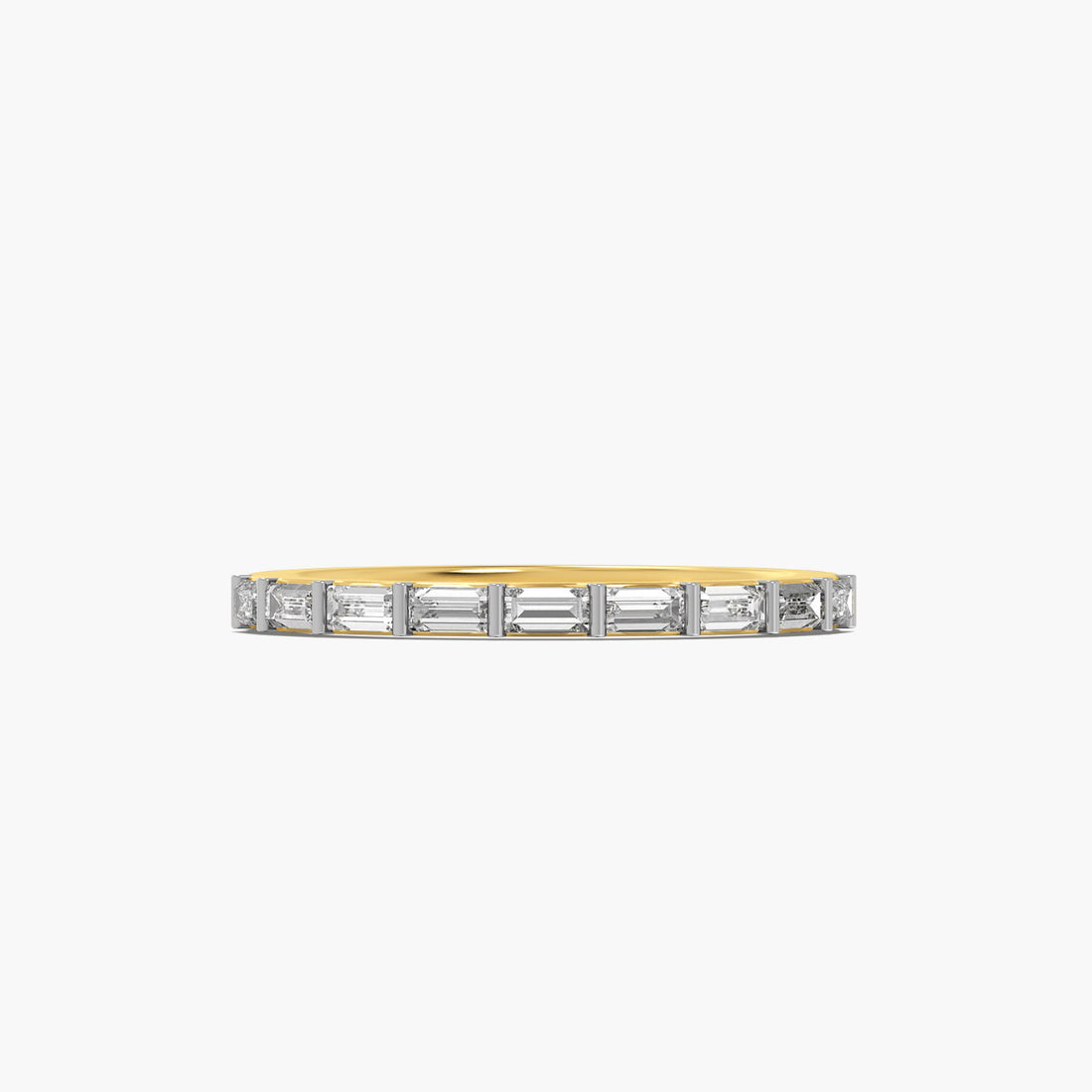 Baguette Elegance Band - Top View in Yellow Gold - Baguette Diamond Ring by Moena