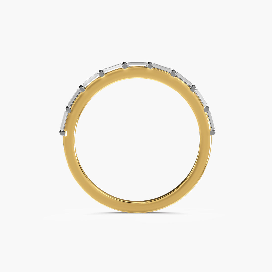 Baguette Elegance Band - Front View in Yellow Gold - Baguette Diamond Ring by Moena