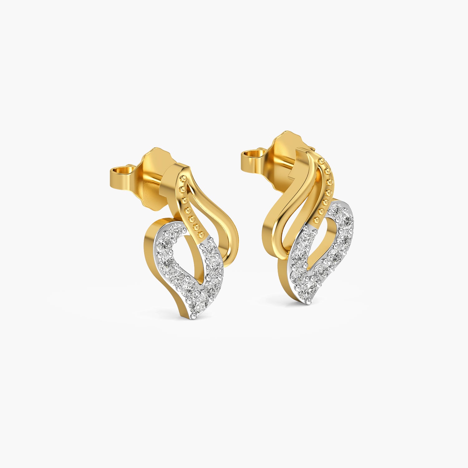 Diamond Heart Curve Stud