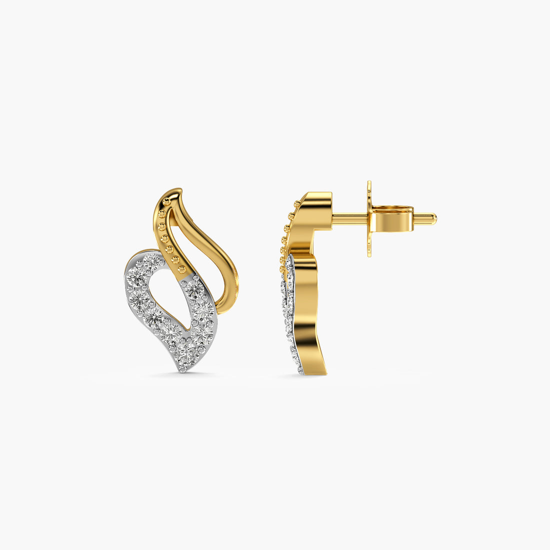 Diamond Heart Curve Stud
