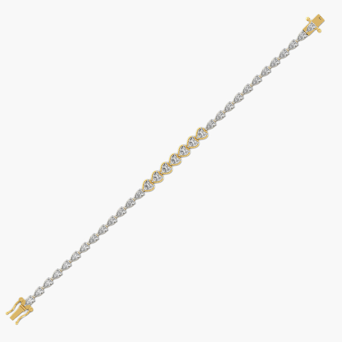 Heartline Diamond Tennis Bracelet - Side View in Yellow Gold - Diamond Bracelet by Moena