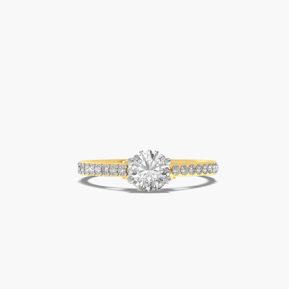 Classic Pavé Solitaire - Top View in Yellow Gold - Diamond Ring by Moena