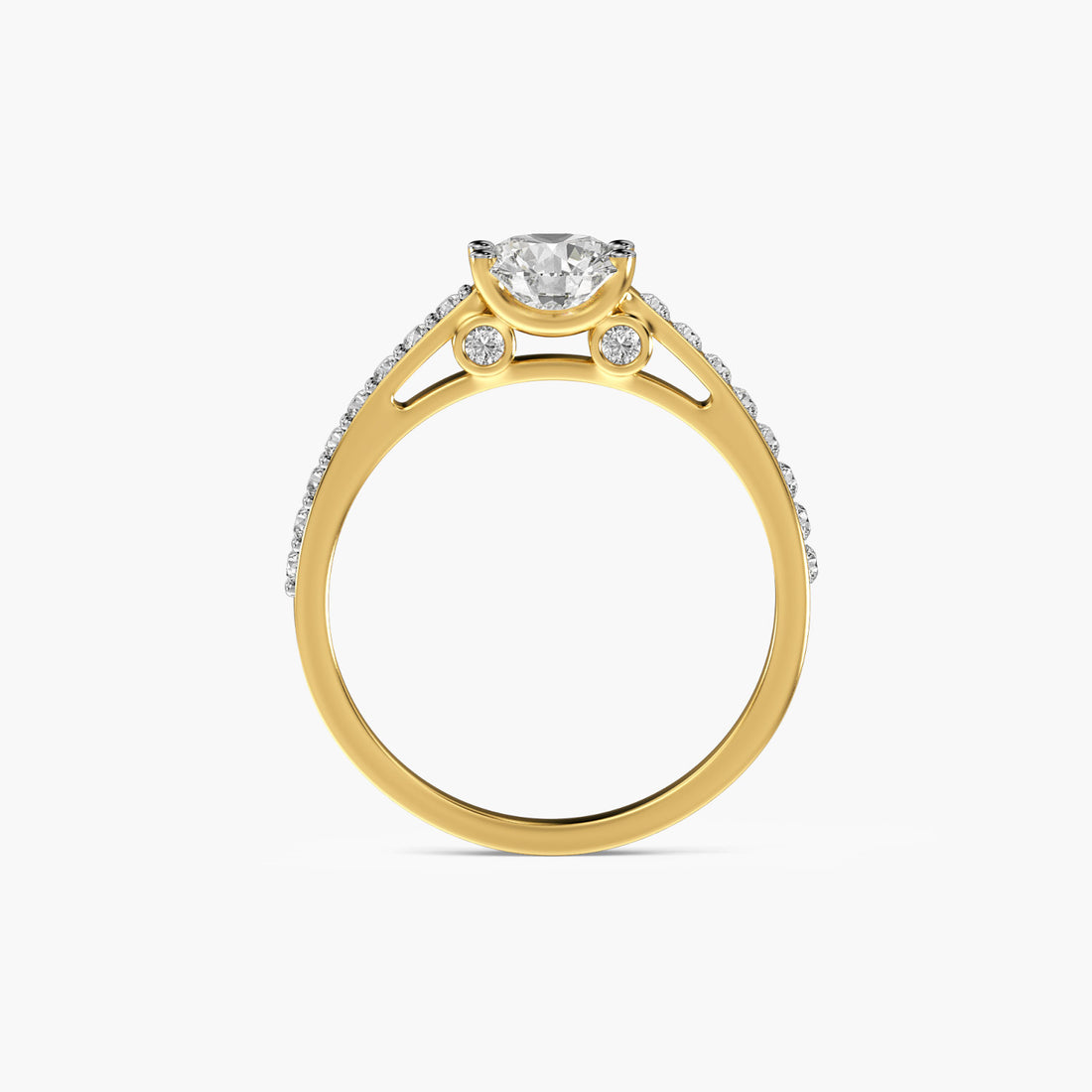 Classic Pavé Solitaire - Front View in Yellow Gold - Diamond Ring by Moena
