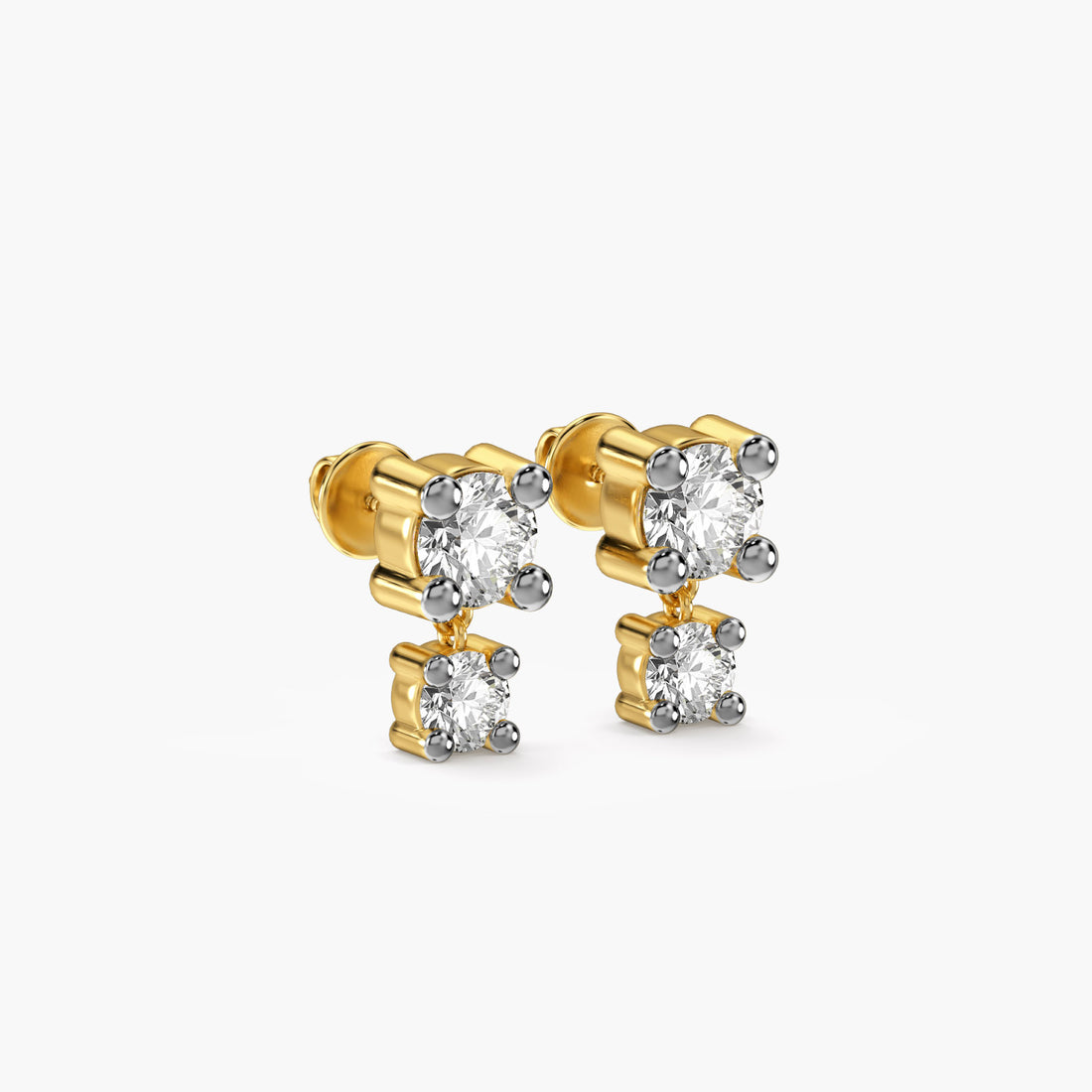 Twin Spark - 3D View in Yellow Gold - Diamond Jewellery by Moena