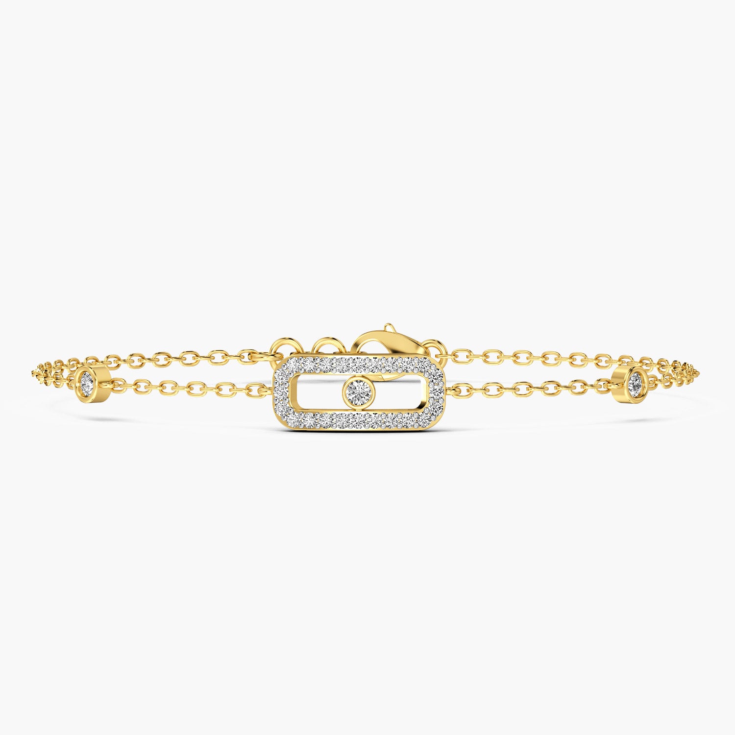 Yellow Gold geometrical lab grown diamond bracelet, perfect for wedding and anniversary gift. Everyday wear lab grown diamond and gold bracelets.