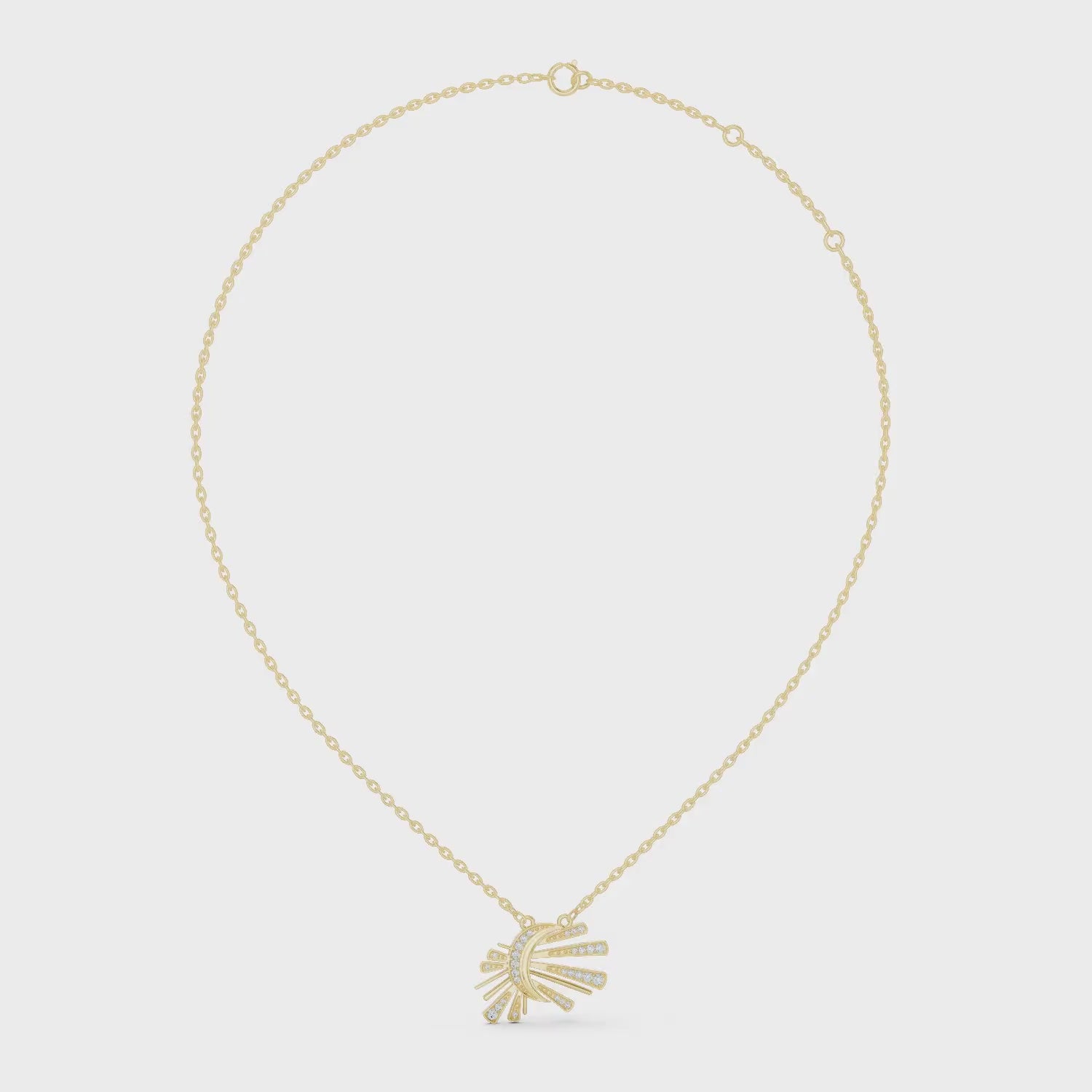 Sunburst Fan Pendant Necklace
