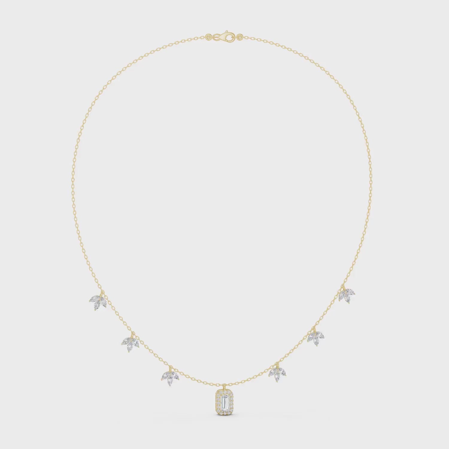 Leaflet Halo Pendant Necklace